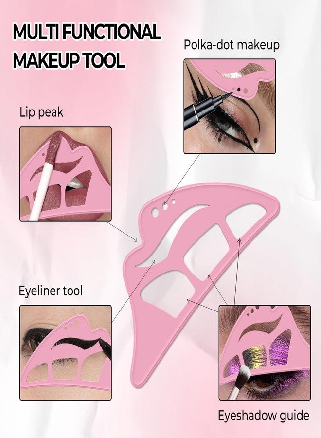 DAGEDA 2Pcs Eyetour Eyeshadow Tool, Reusable Eyeshadow Stencil for Smoky Eye Shadow, Silicone Eyeliner Stencil Eye Makeup Aid, Face Makeup Tool Set with Brush- Pink - Image 4